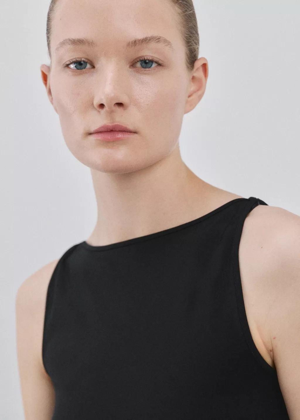 Black Fitted Crop Top, Black, large image number 4