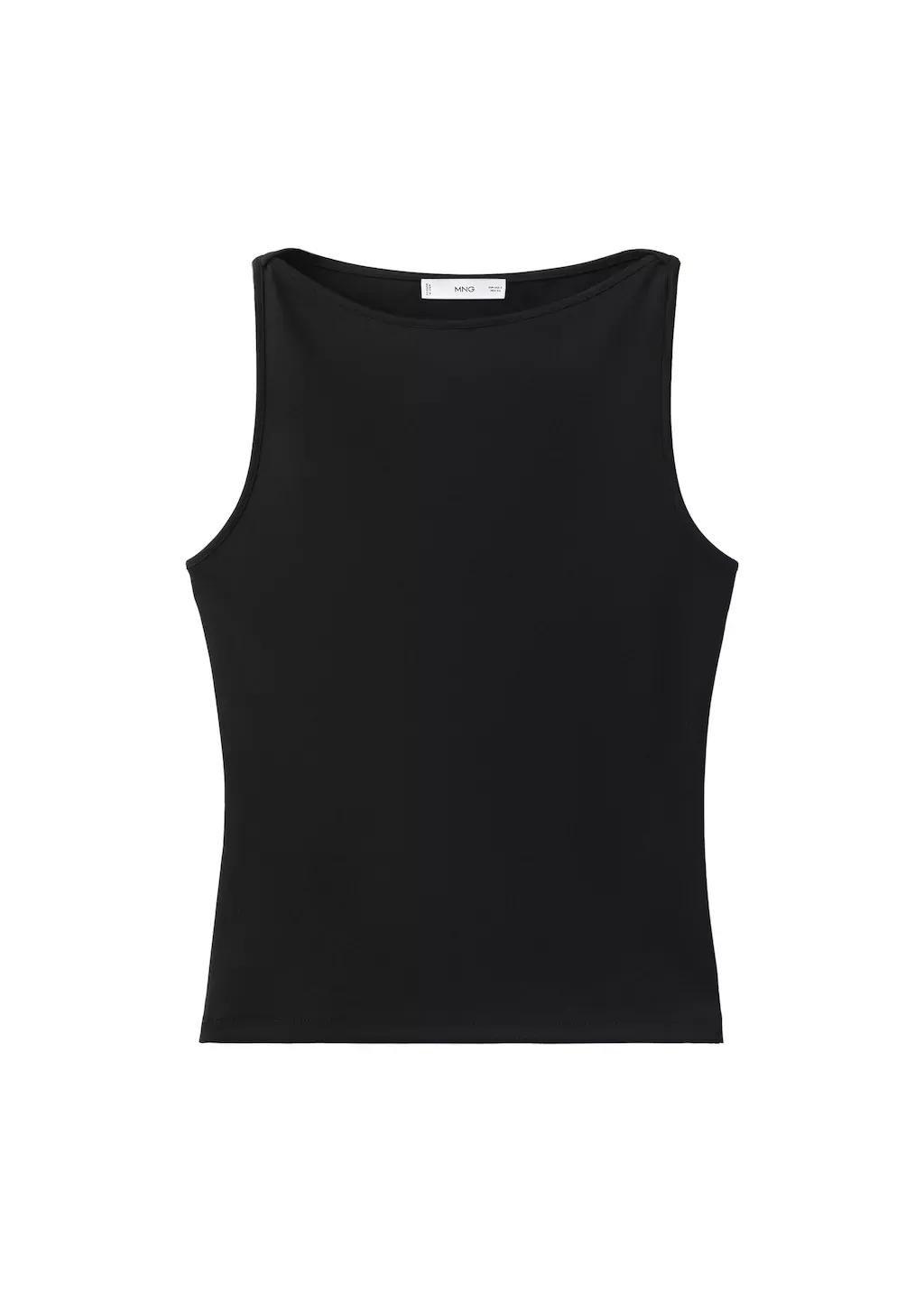 Black Fitted Crop Top, Black, large image number 6