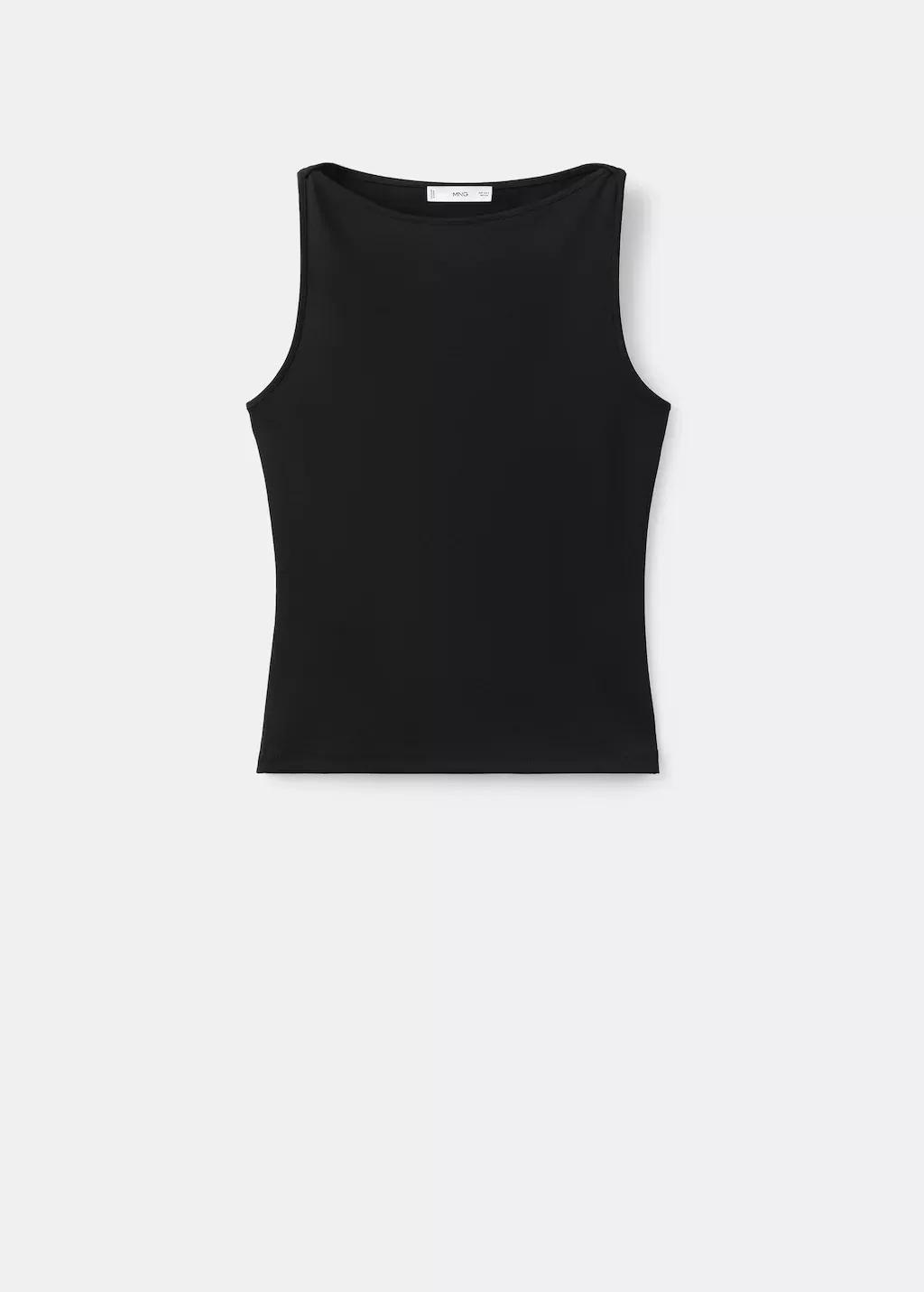 Black Fitted Crop Top, Black, large image number 7