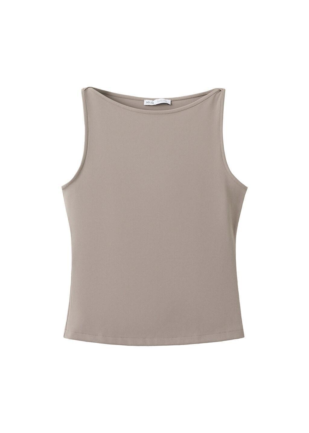 Brown Lt Pastel Fitted Crop Top, Light Pastel Brown, large image number 6