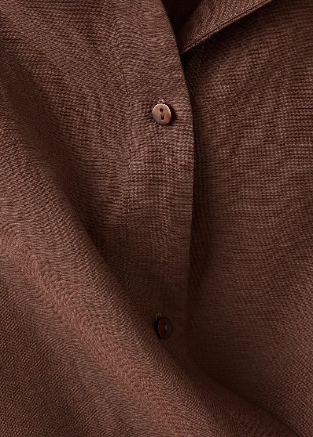 Brown Wrap Shirt With Bow, Brown, medium