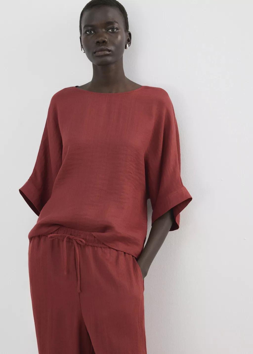 Red Three-Quarter Sleeve Blouse, Red, large image number 3