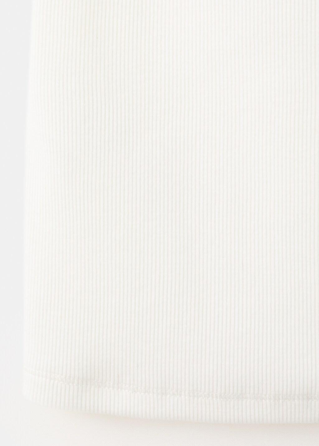 White Ribbed Cotton-Blend Top, White, medium