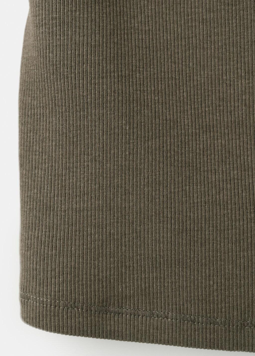 Khaki Ribbed Cotton-Blend Top, Beige - Khaki, medium