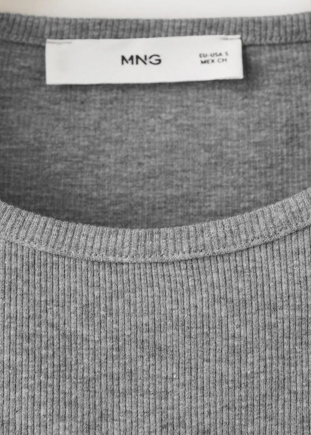 Grey Ribbed Cotton-Blend Top, Medium Grey, large image number 1