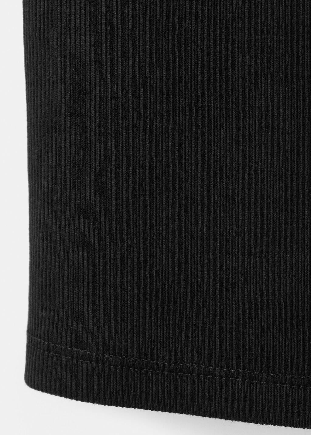 Black Ribbed Cotton-Blend Top, Black, large image number 5