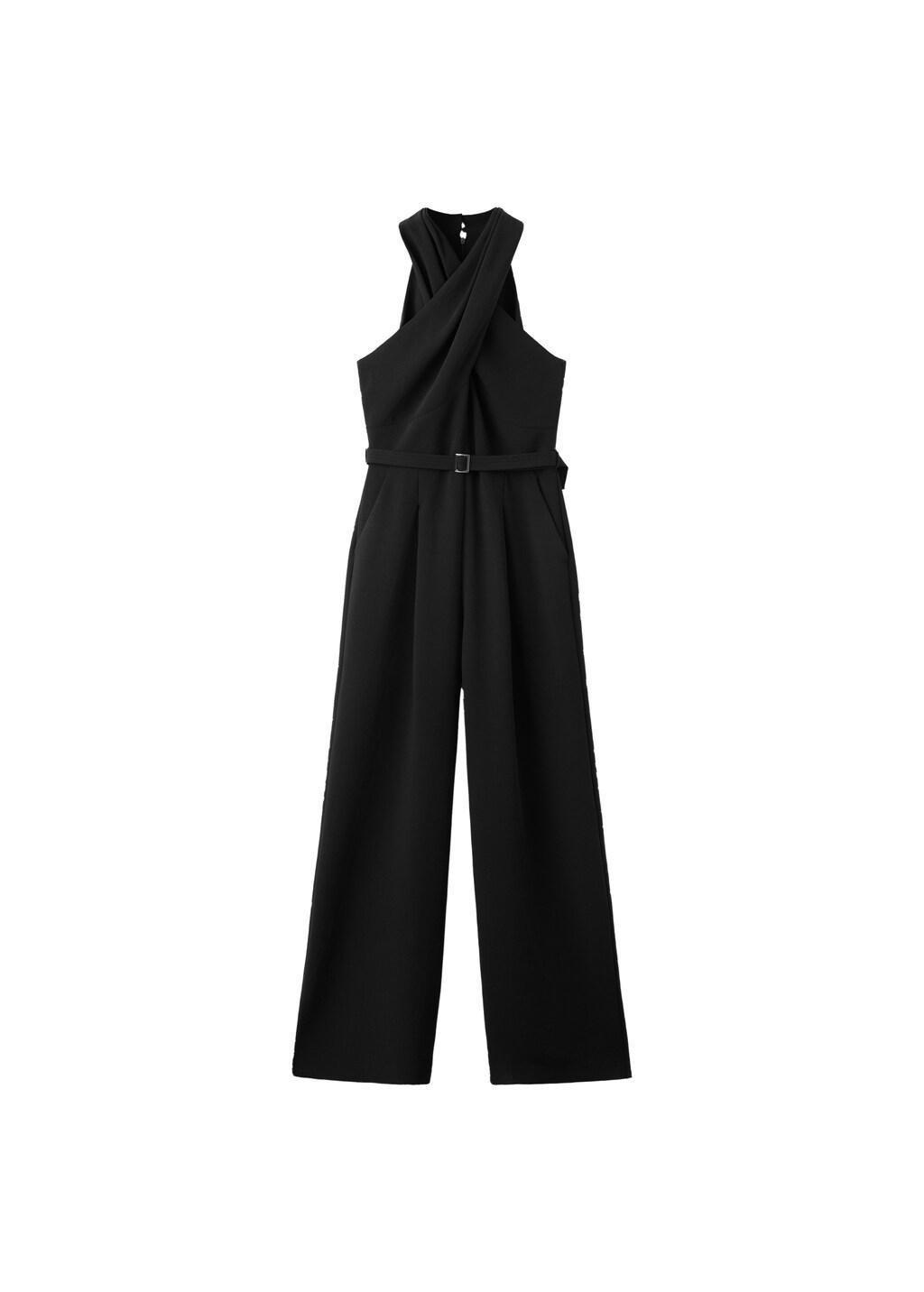 Black Belt Wrap Jumpsuit, Black, large image number 6