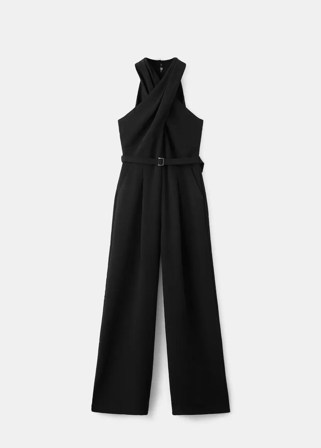 Black Belt Wrap Jumpsuit, Black, large image number 7