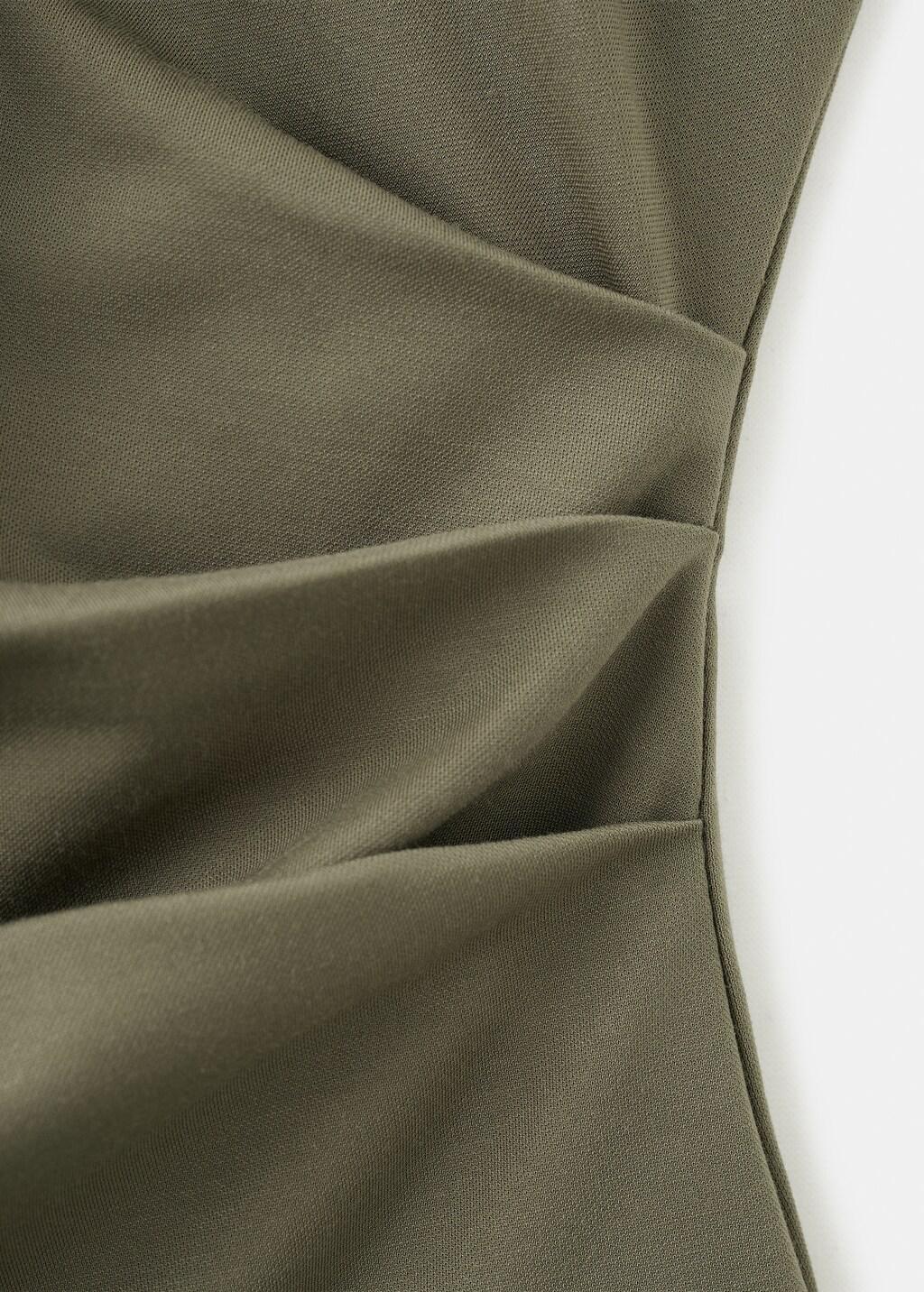 Khaki T-Shirt With Gathered Details, Beige - Khaki, medium