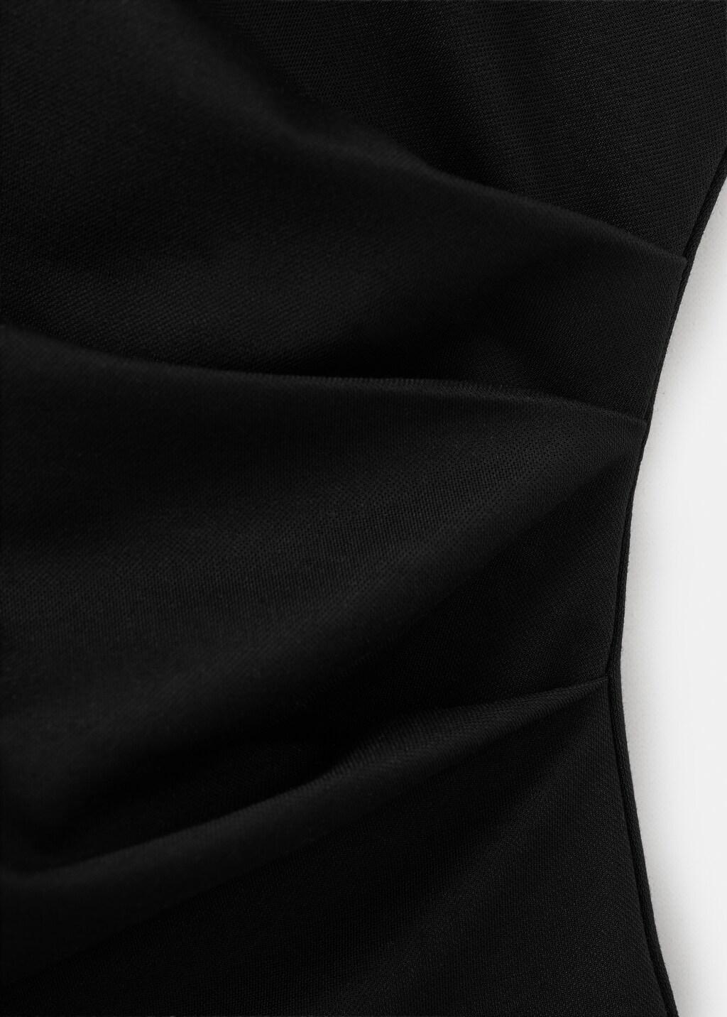 Black T-Shirt With Gathered Details, Black, large image number 1