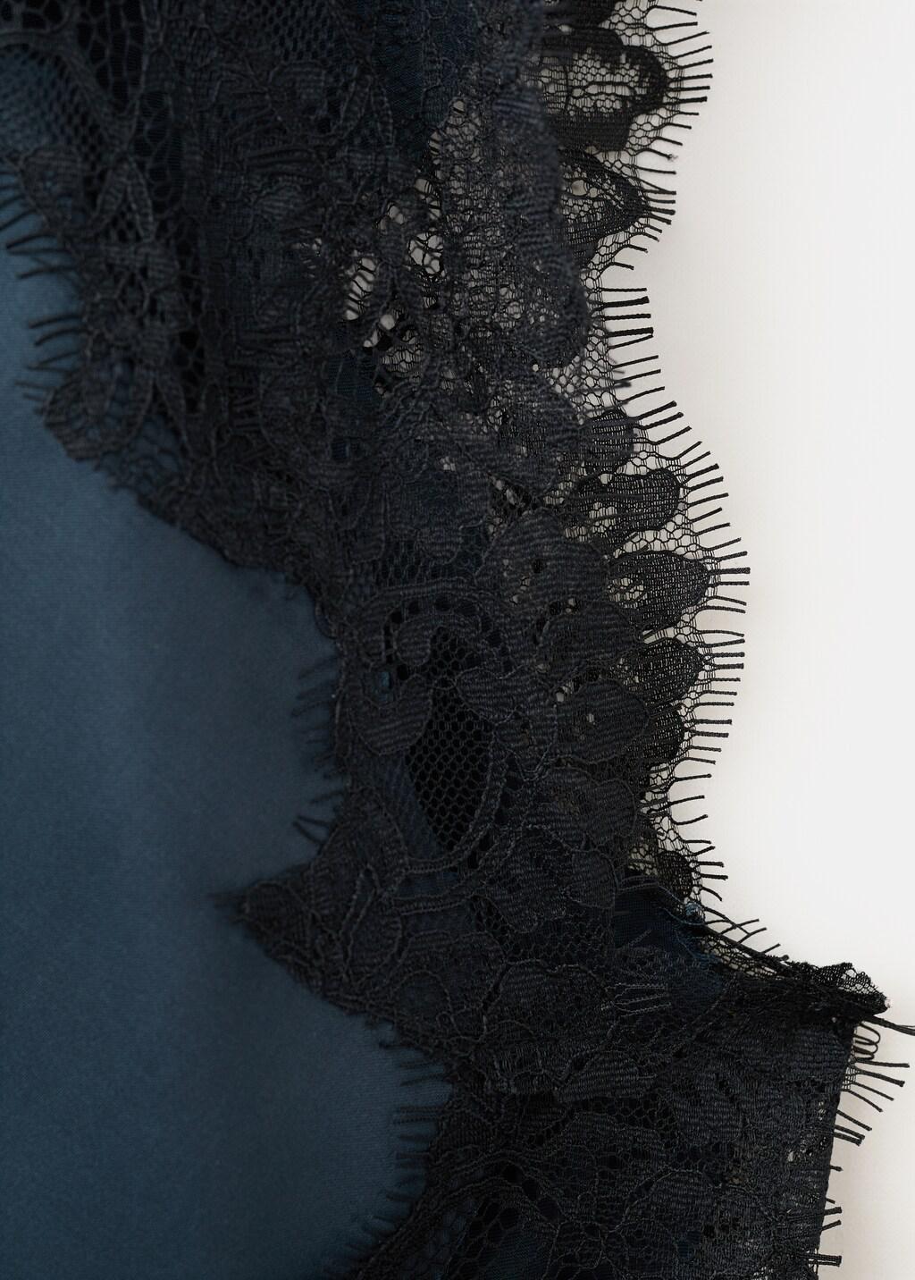 Blue Asymmetric Lace Camisole Top, Medium Blue, large image number 1