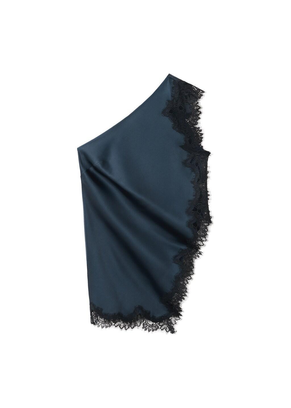 Blue Asymmetric Lace Camisole Top, Medium Blue, large image number 7