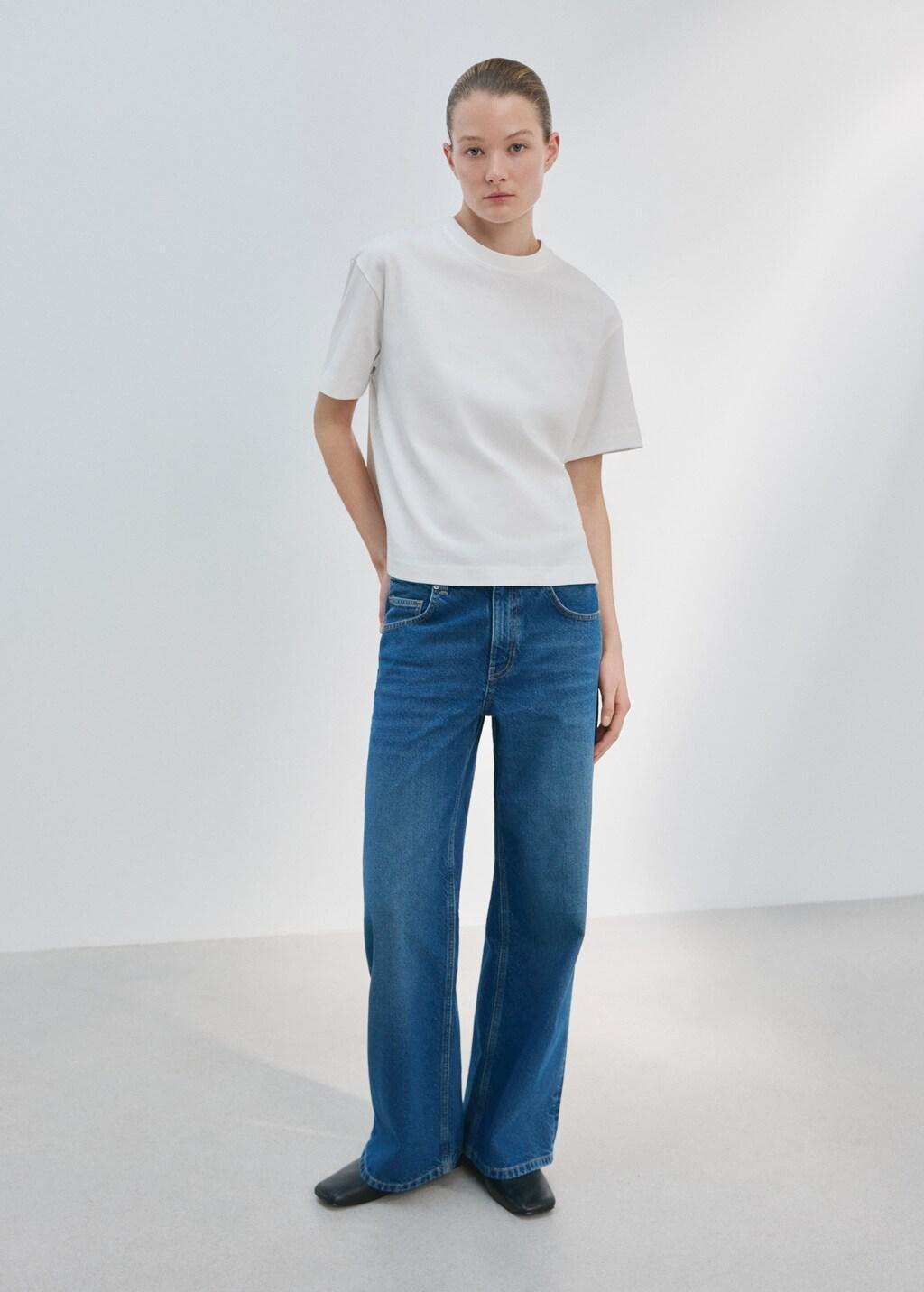 White Oversized Cotton T-Shirt, White, large image number 0