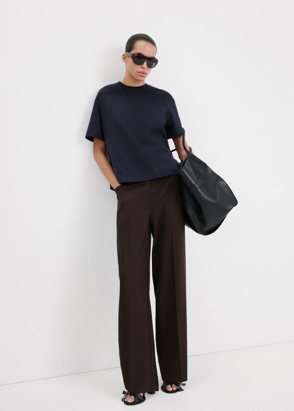 Navy Oversized Cotton T-Shirt, Navy, large image number 0