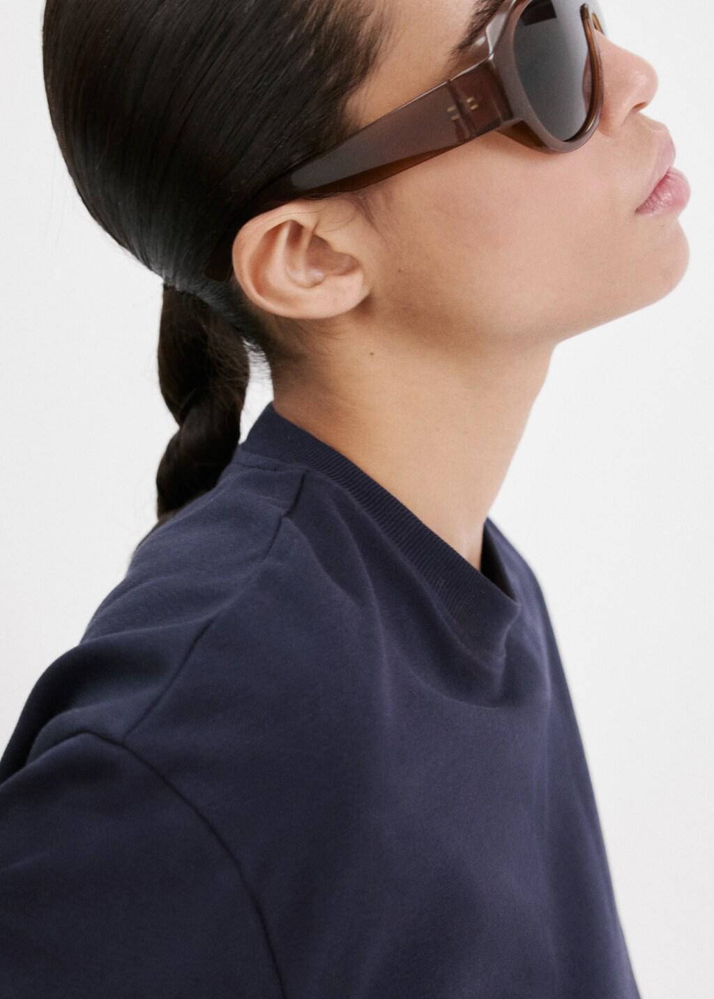 Navy Oversized Cotton T-Shirt, Navy, large image number 4