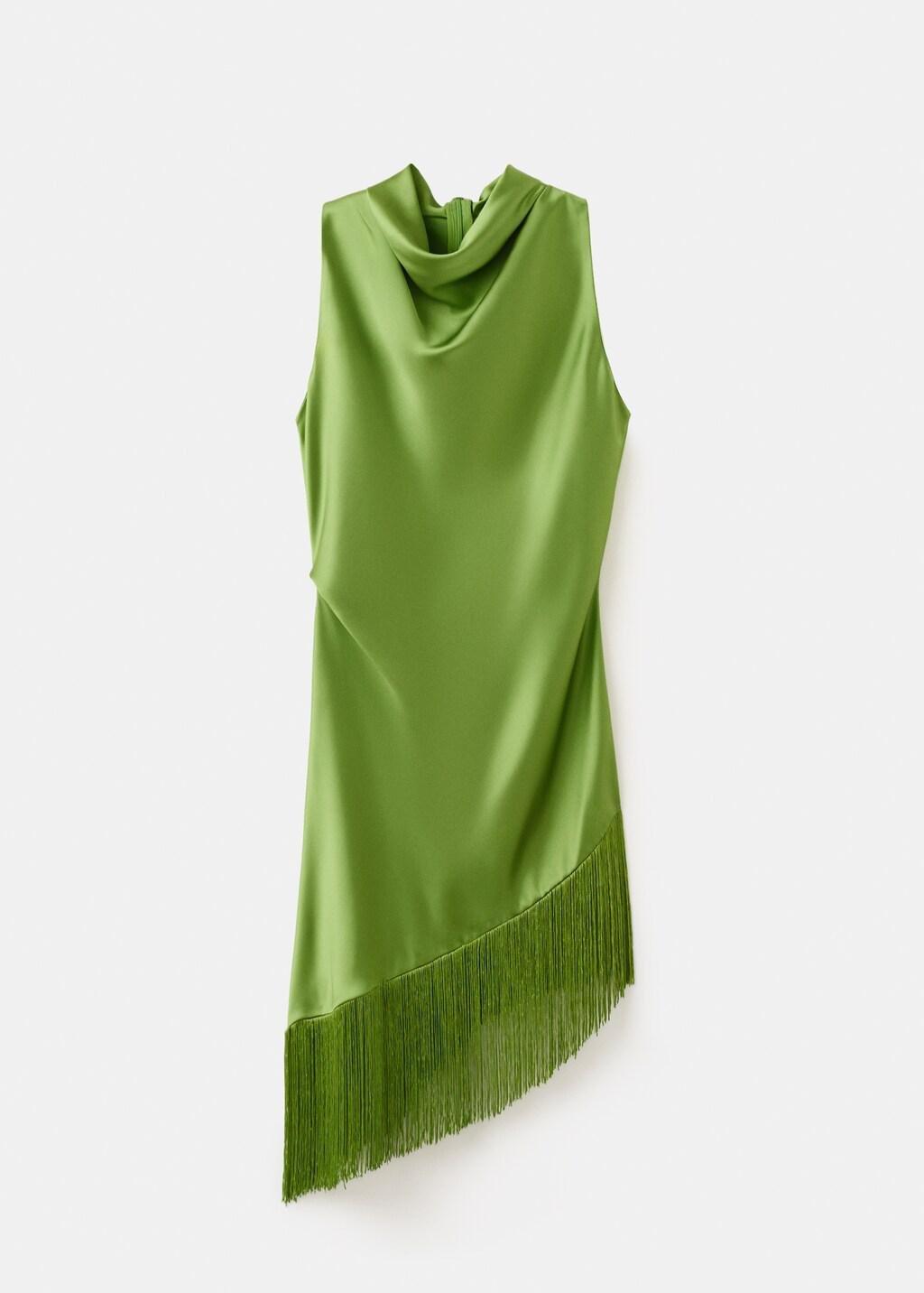 Green Asymmetric Fringed Blouse, Green, large image number 6