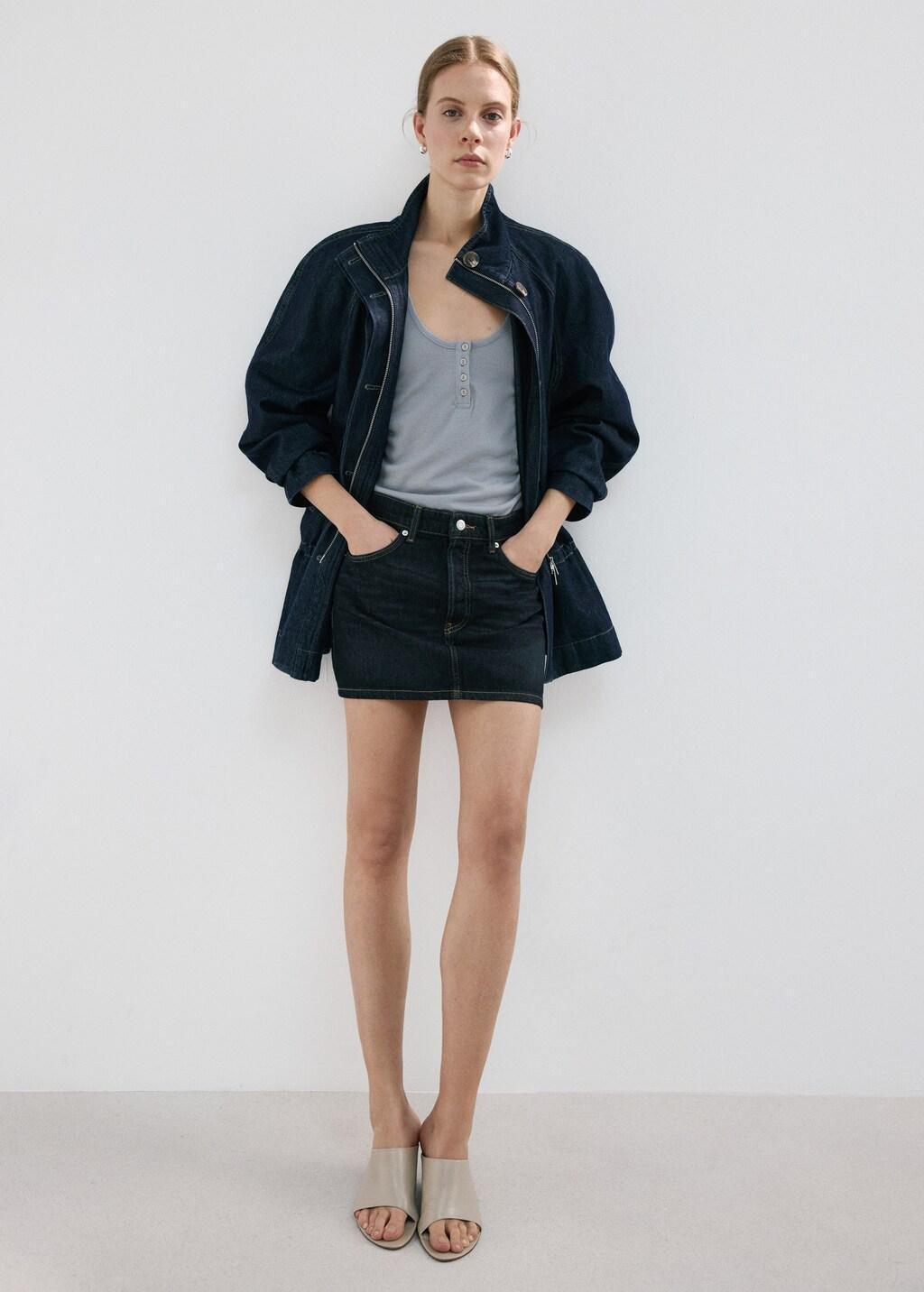 Blue Low-Rise Denim Mini Skirt, 0201_TO, large image number 0