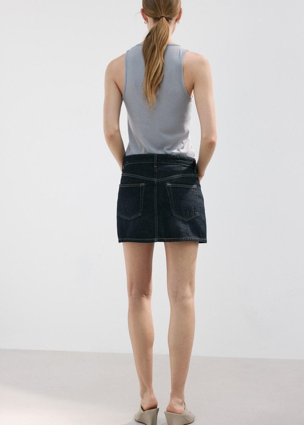 Blue Low-Rise Denim Mini Skirt, 0201_TO, large image number 2