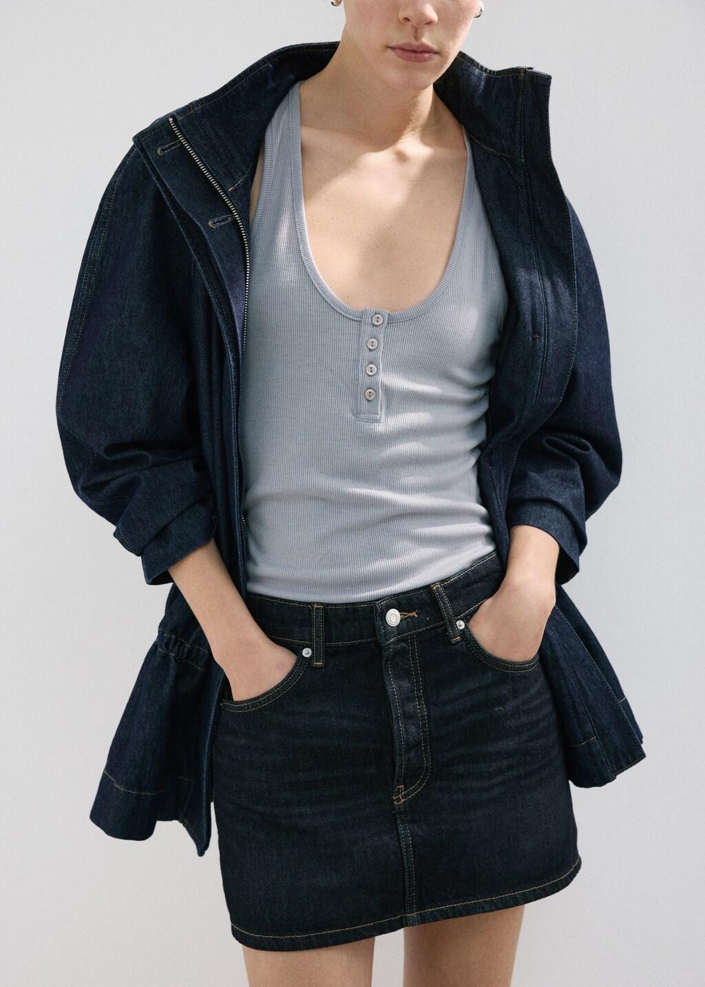 Blue Low-Rise Denim Mini Skirt, 0201_TO, large image number 3