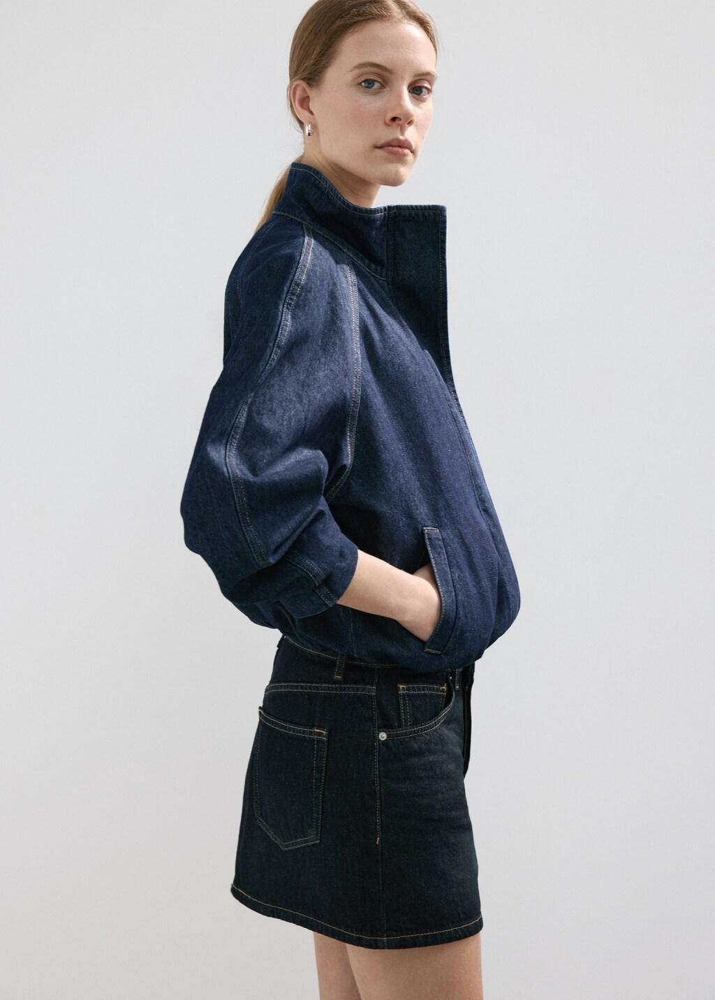 Blue Low-Rise Denim Mini Skirt, 0201_TO, large image number 4