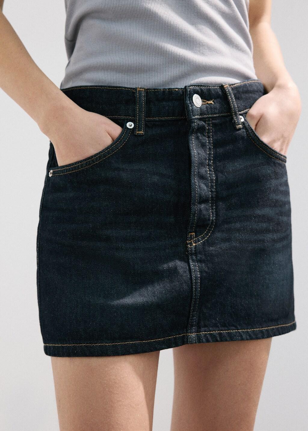 Blue Low-Rise Denim Mini Skirt, 0201_TO, large image number 6