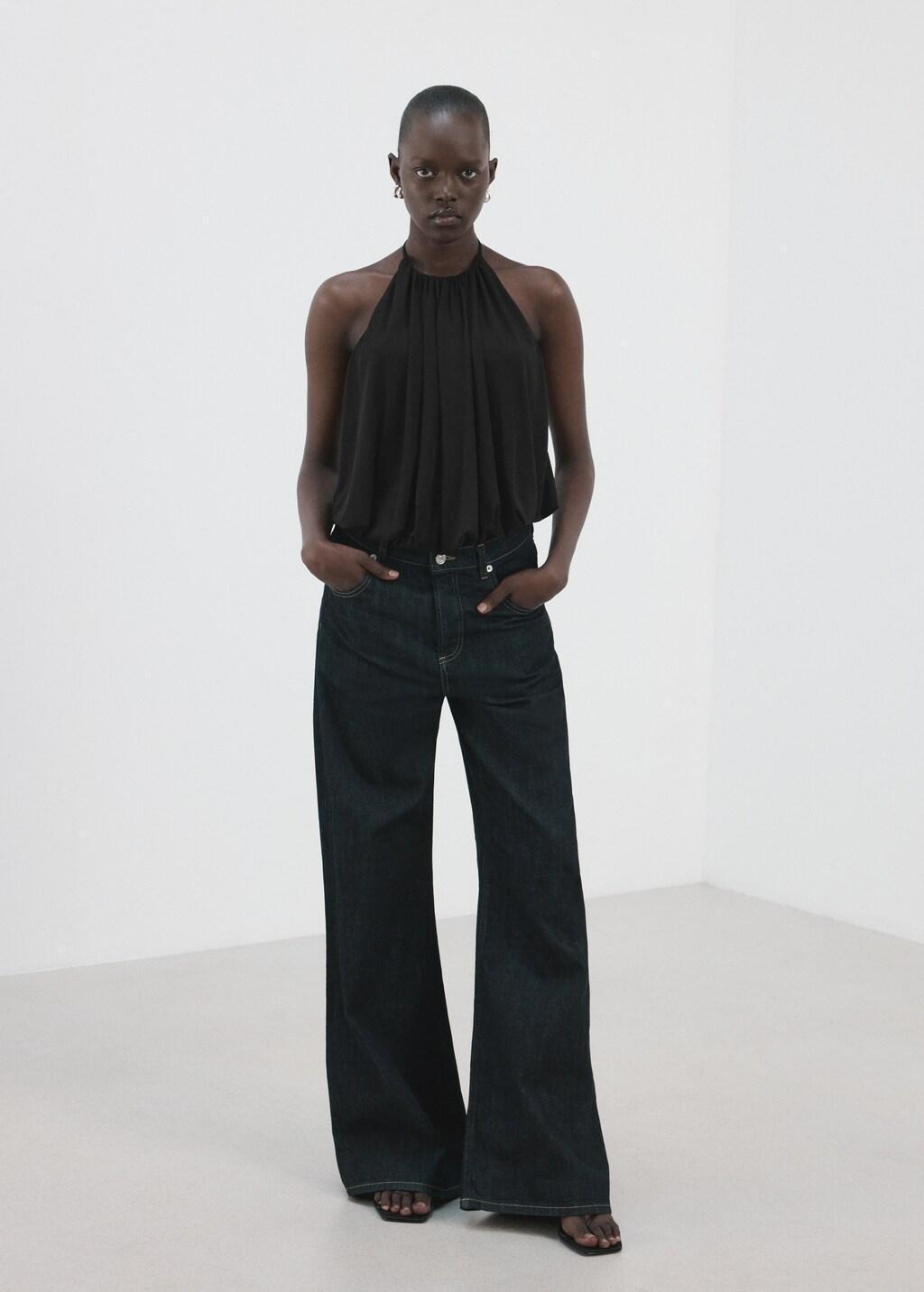 Black Halter Balloon Effect Body, Black, medium