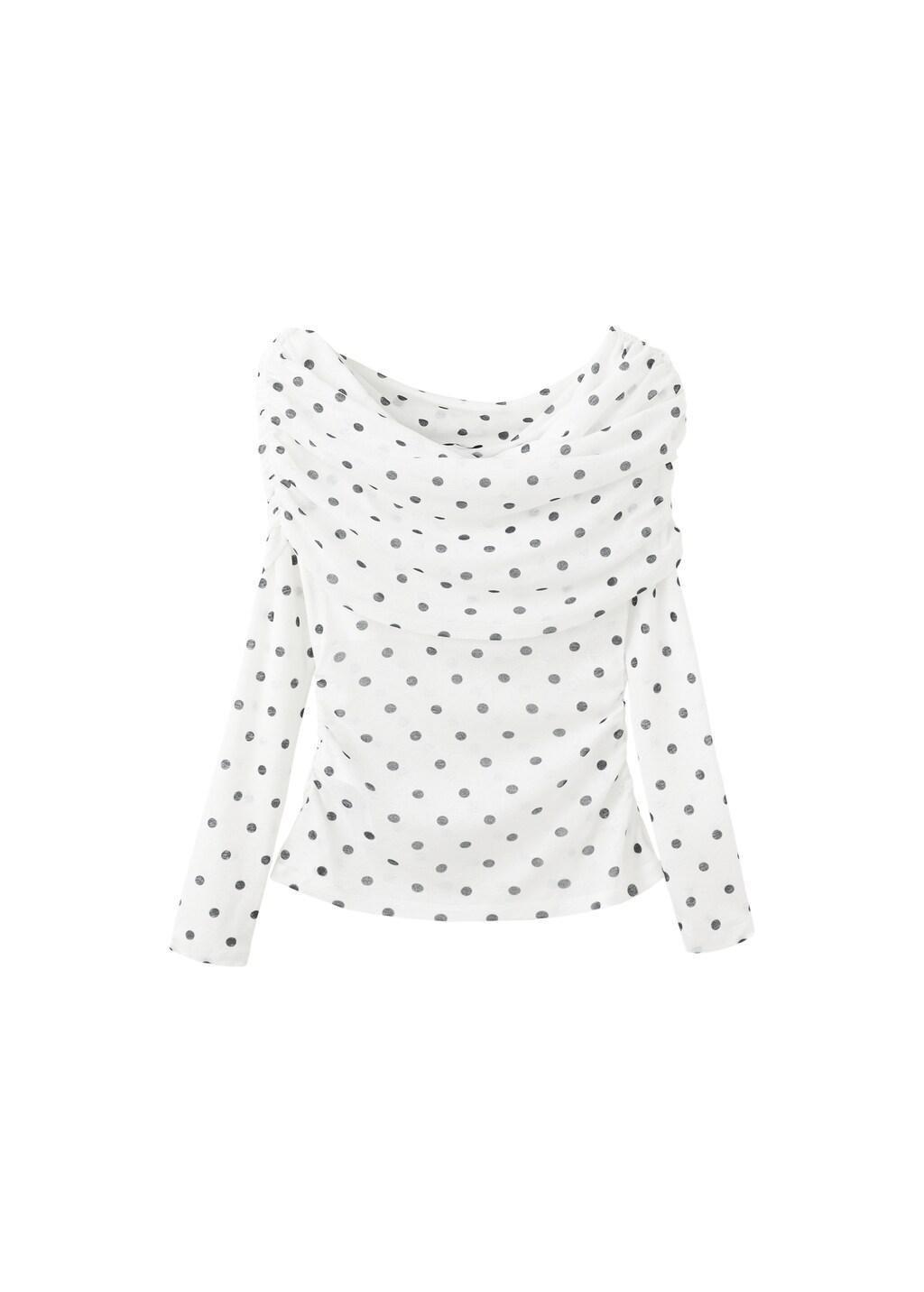 White Polka Dot Strapless Top, White, large image number 6