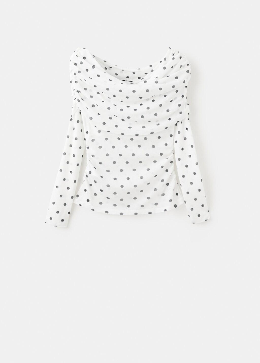 White Polka Dot Strapless Top, White, large image number 7