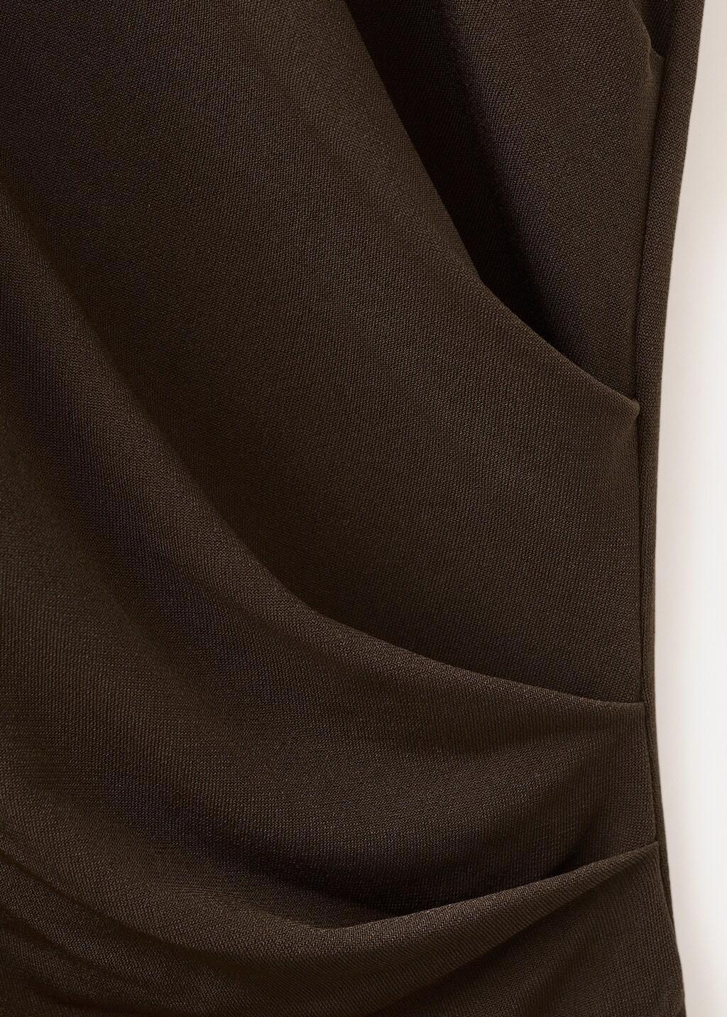 Brown Ruched Bodice Brooch Dress, Brown, large image number 4