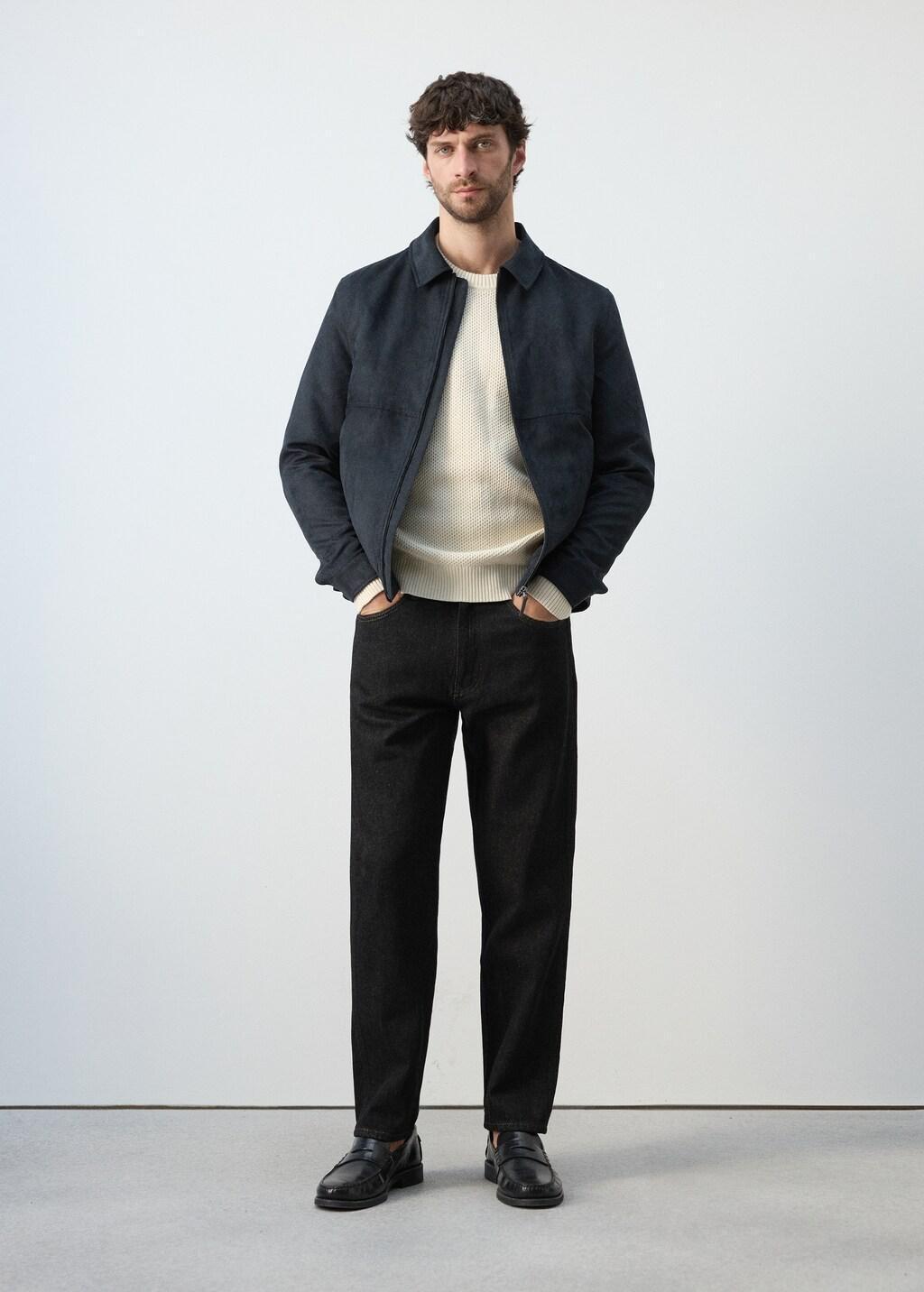 Navy Suede Effect Jacket, Navy, large image number 0