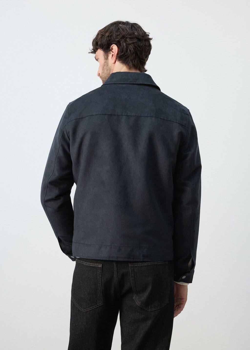 Navy Suede Effect Jacket, Navy, medium