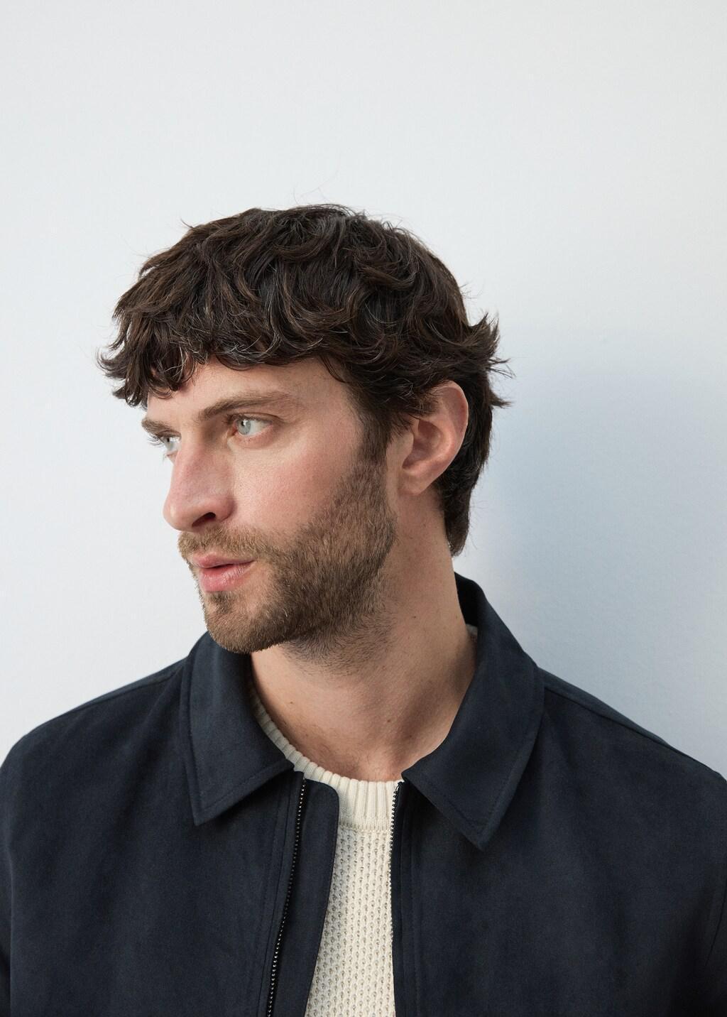 Navy Suede Effect Jacket, Navy, large image number 4