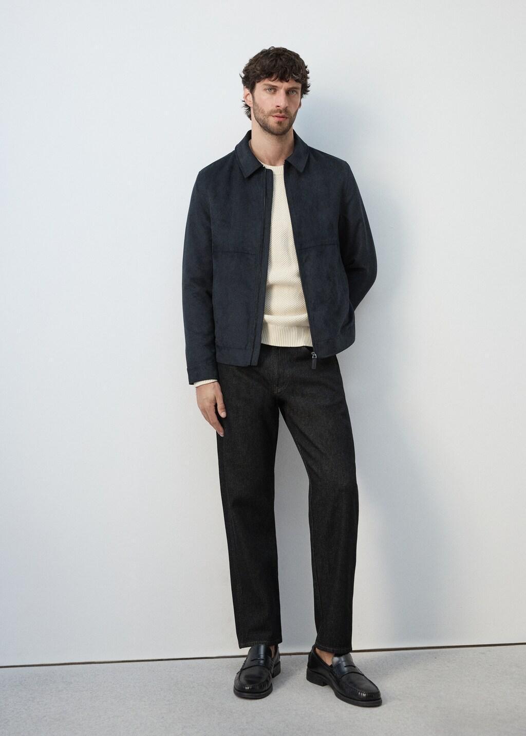 Navy Suede Effect Jacket, Navy, large image number 6