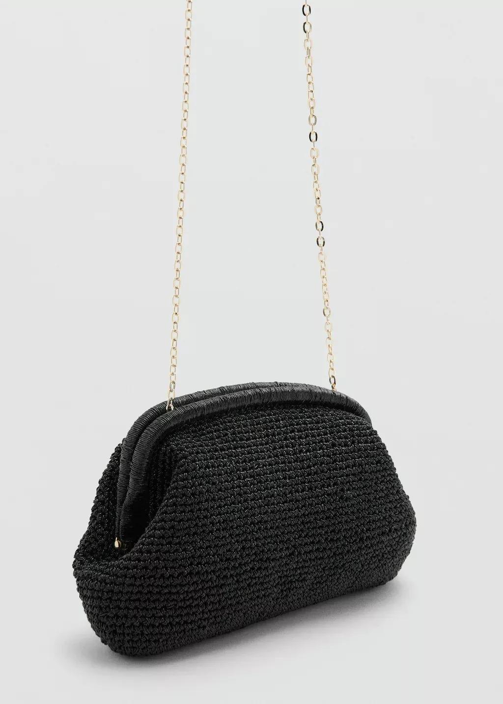 Black Lurex Clutch Bag, Black, medium