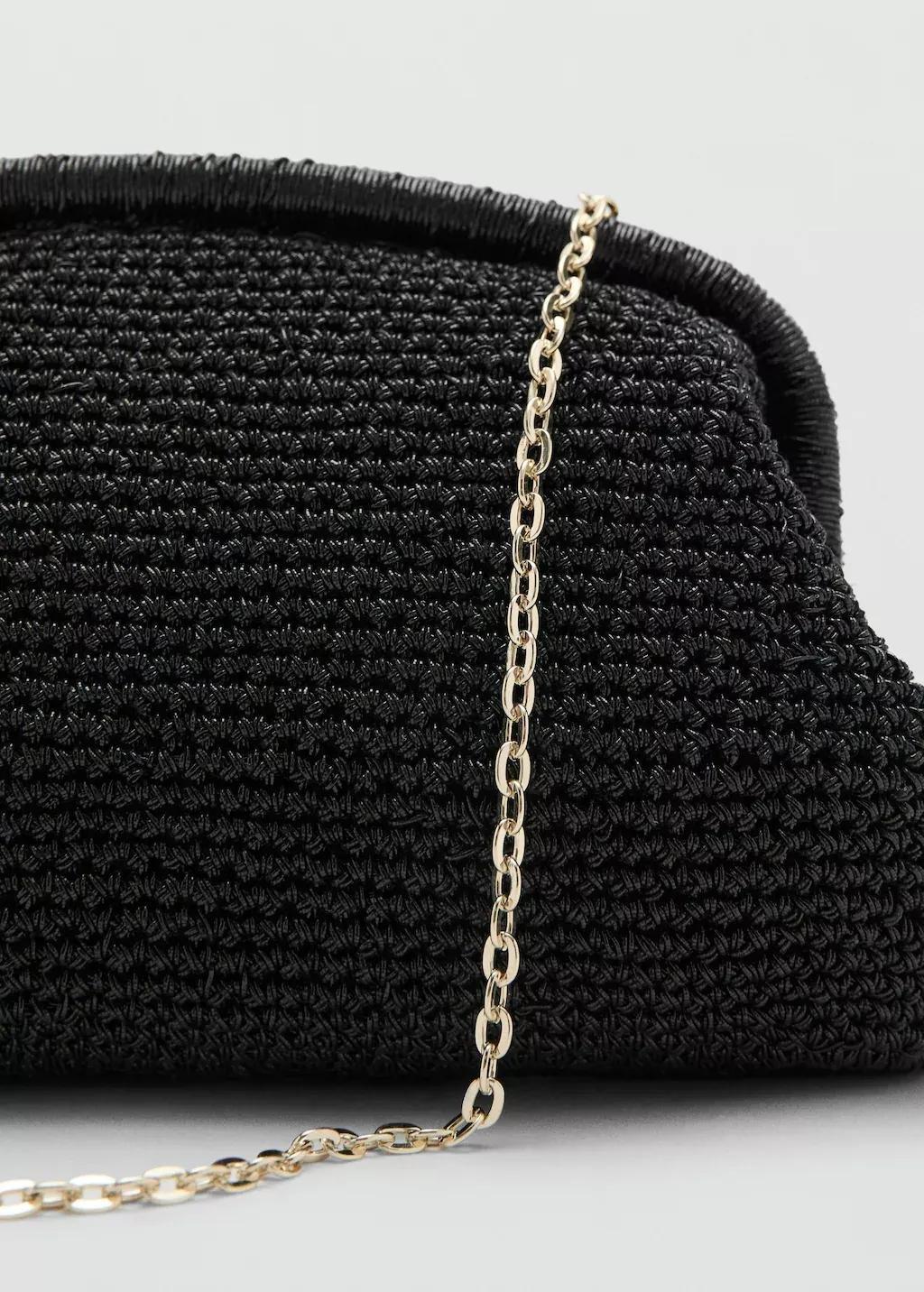 Black Lurex Clutch Bag, Black, medium