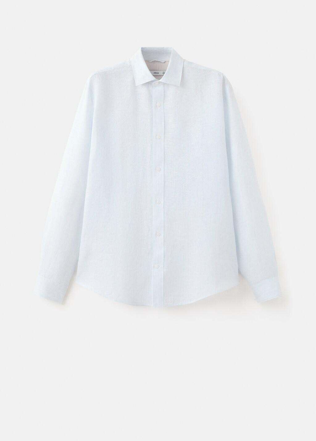 Blue Regular-Fit Linen Shirt, Light-Pastel Blue, large image number 8