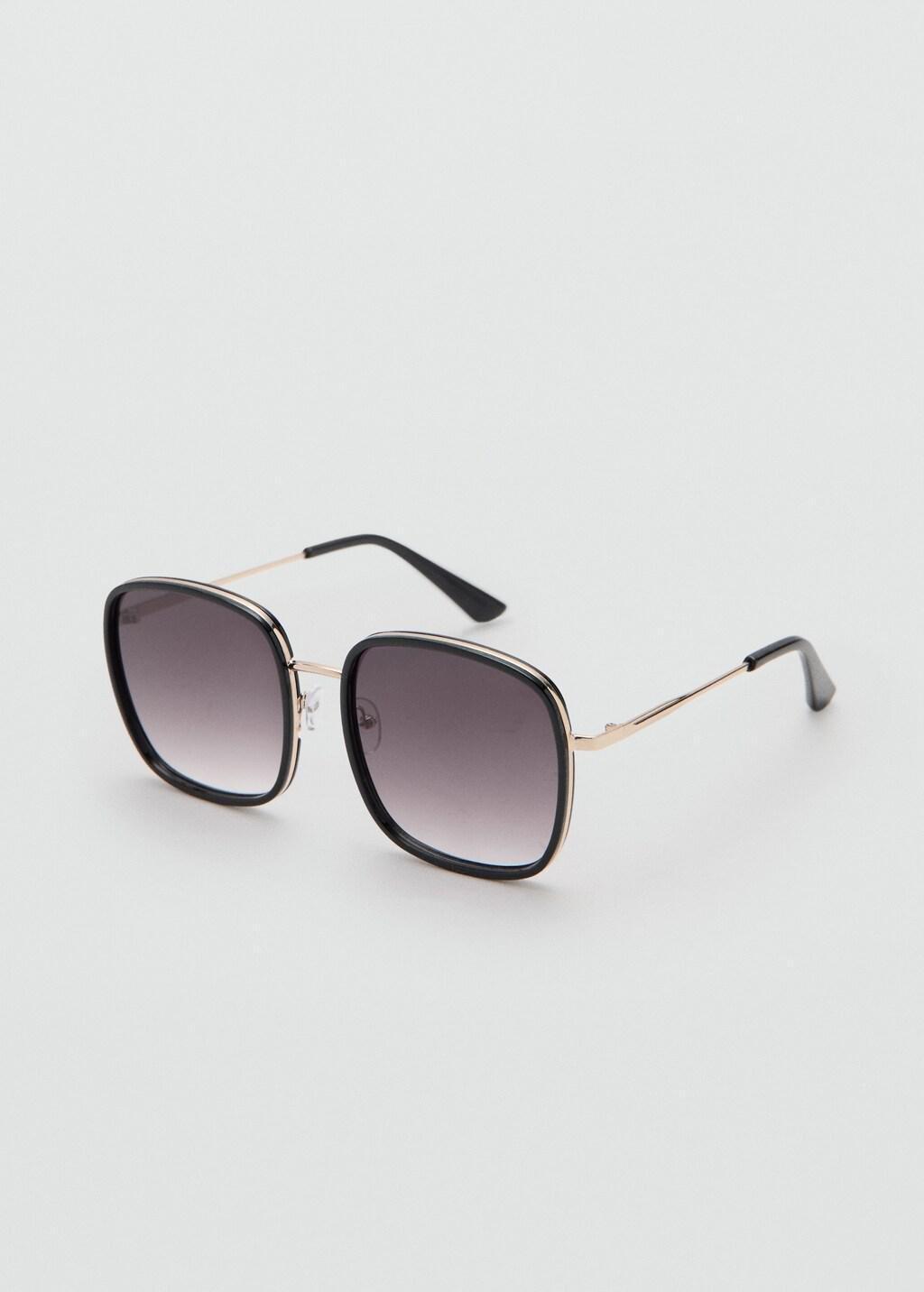 Black Square Metallic Frame Sunglasses, Black, large image number 0