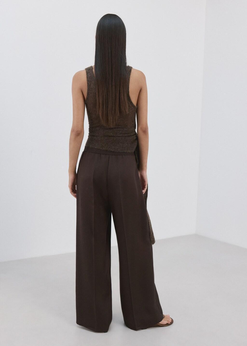 Brown High-Waisted Lyocell Pants, 0201_32, large image number 2