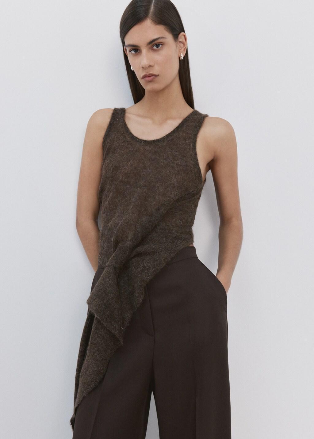 Brown High-Waisted Lyocell Pants, 0201_32, large image number 4