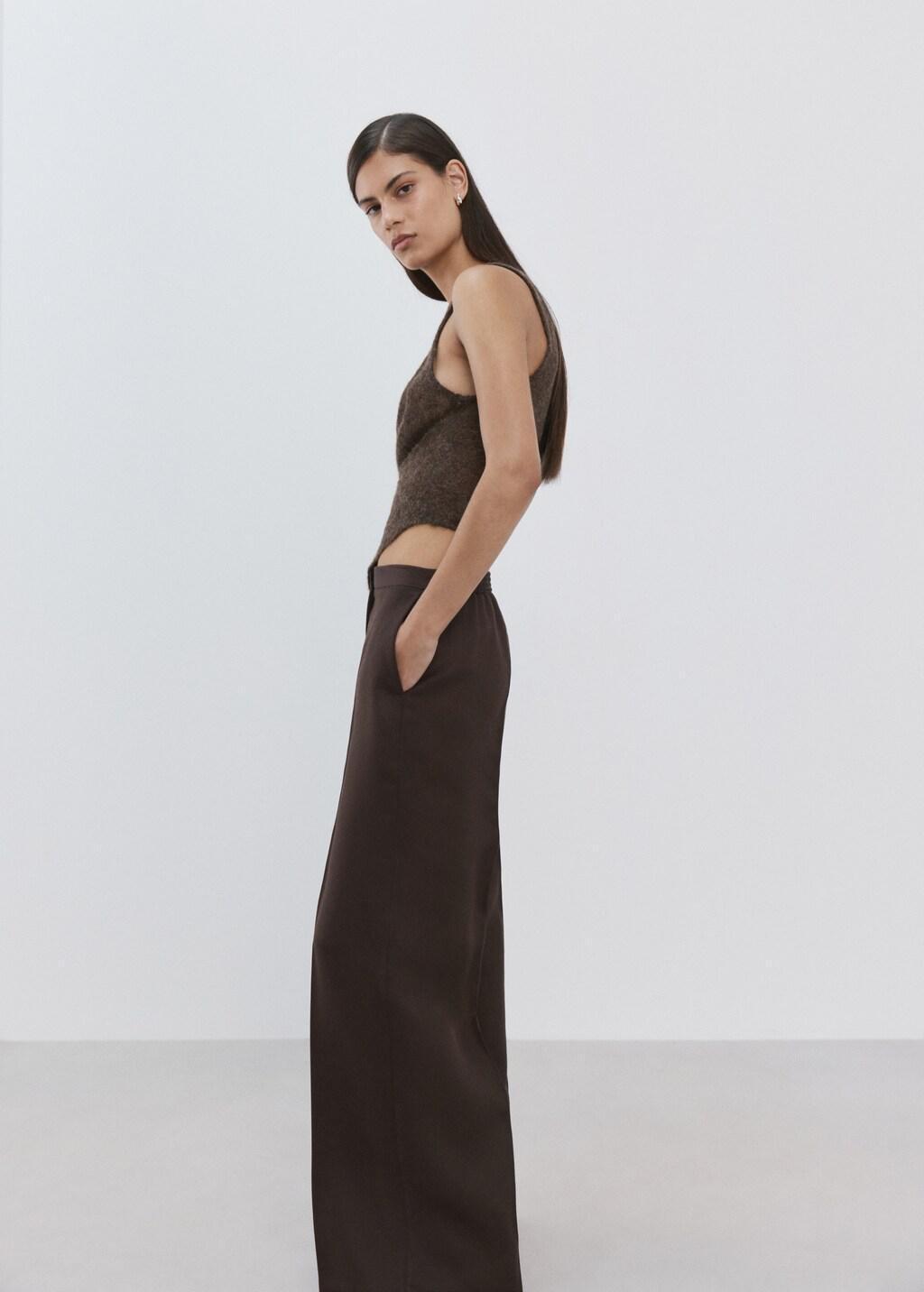 Brown High-Waisted Lyocell Pants, 0201_32, large image number 7