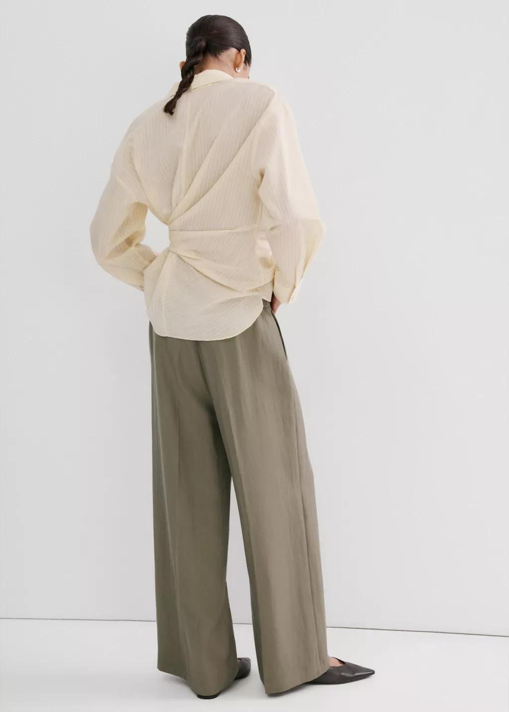 Khaki High-Waisted Lyocell Pants, Beige - Khaki, large image number 2