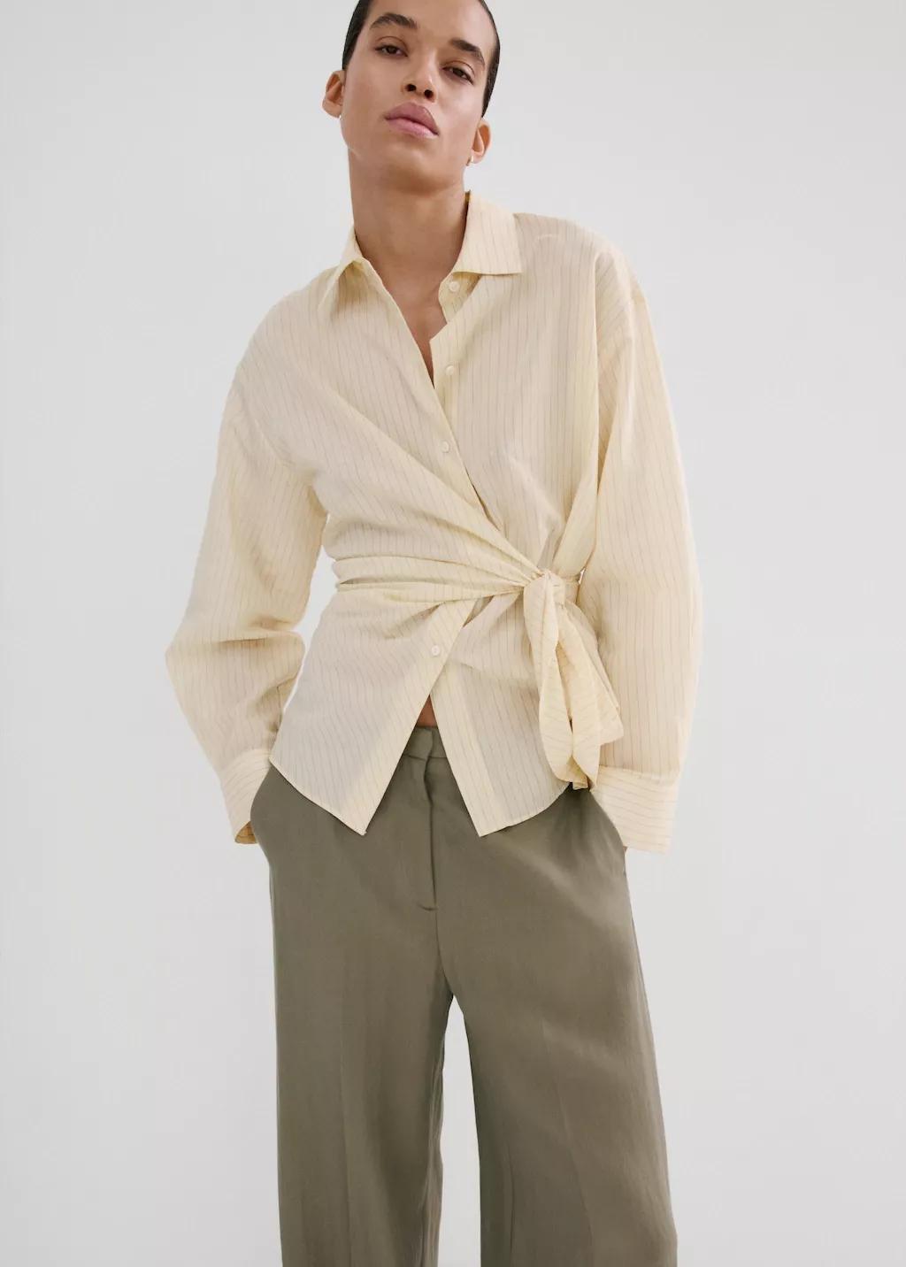 Khaki High-Waisted Lyocell Pants, Beige - Khaki, large image number 4