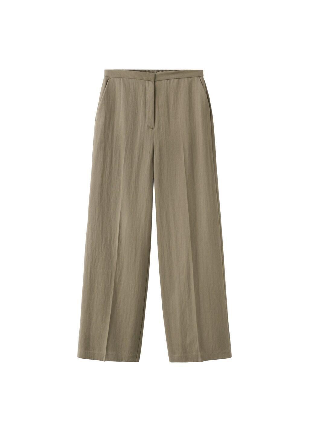 Khaki High-Waisted Lyocell Pants, Beige - Khaki, large image number 7
