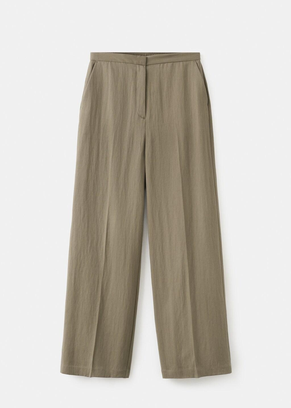Khaki High-Waisted Lyocell Pants, Beige - Khaki, large image number 8