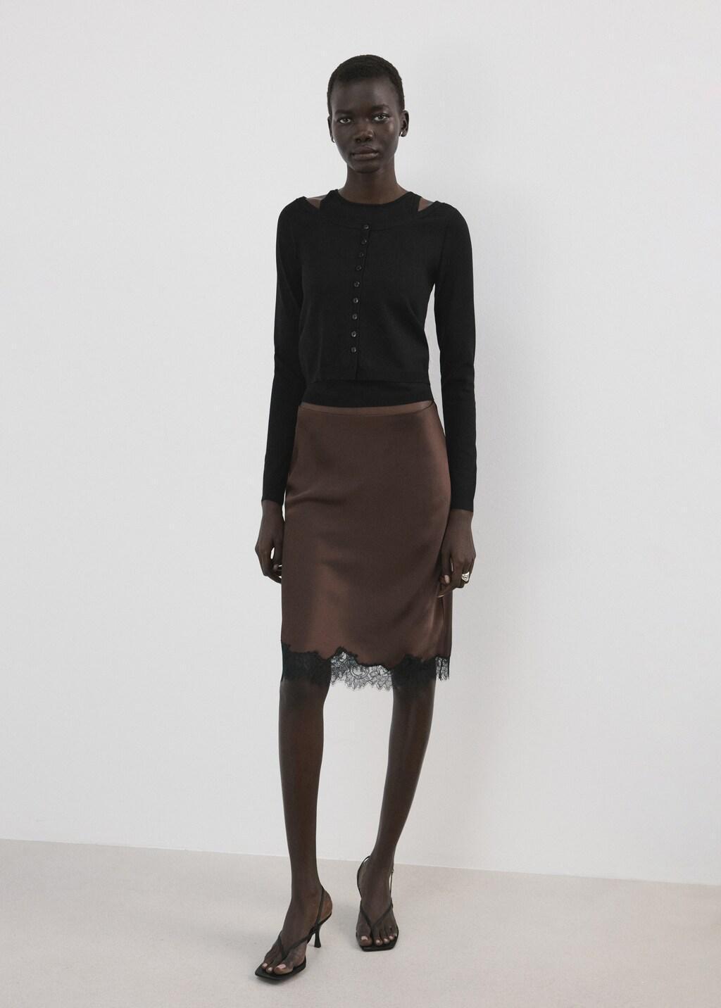 Black Combined Knitted Sweater, Black, medium