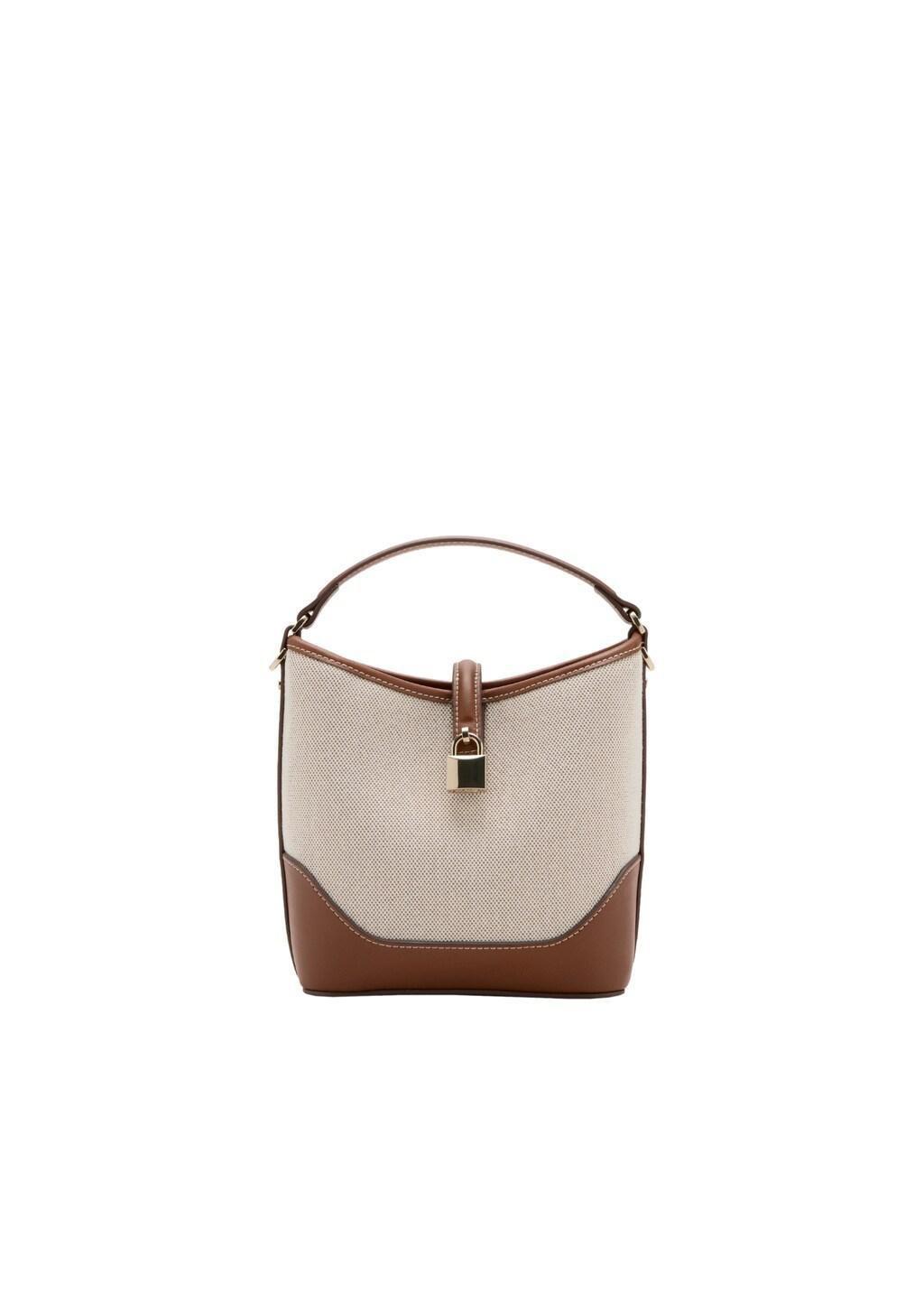 Brown Contrasting Canvas Bucket Bag, Medium Brown, large image number 2