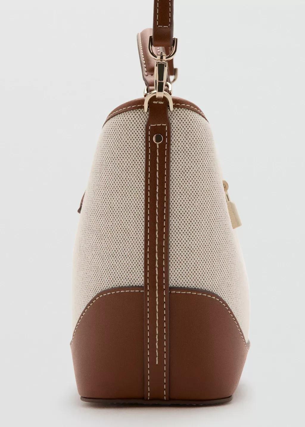 Brown Contrasting Canvas Bucket Bag, Medium Brown, medium