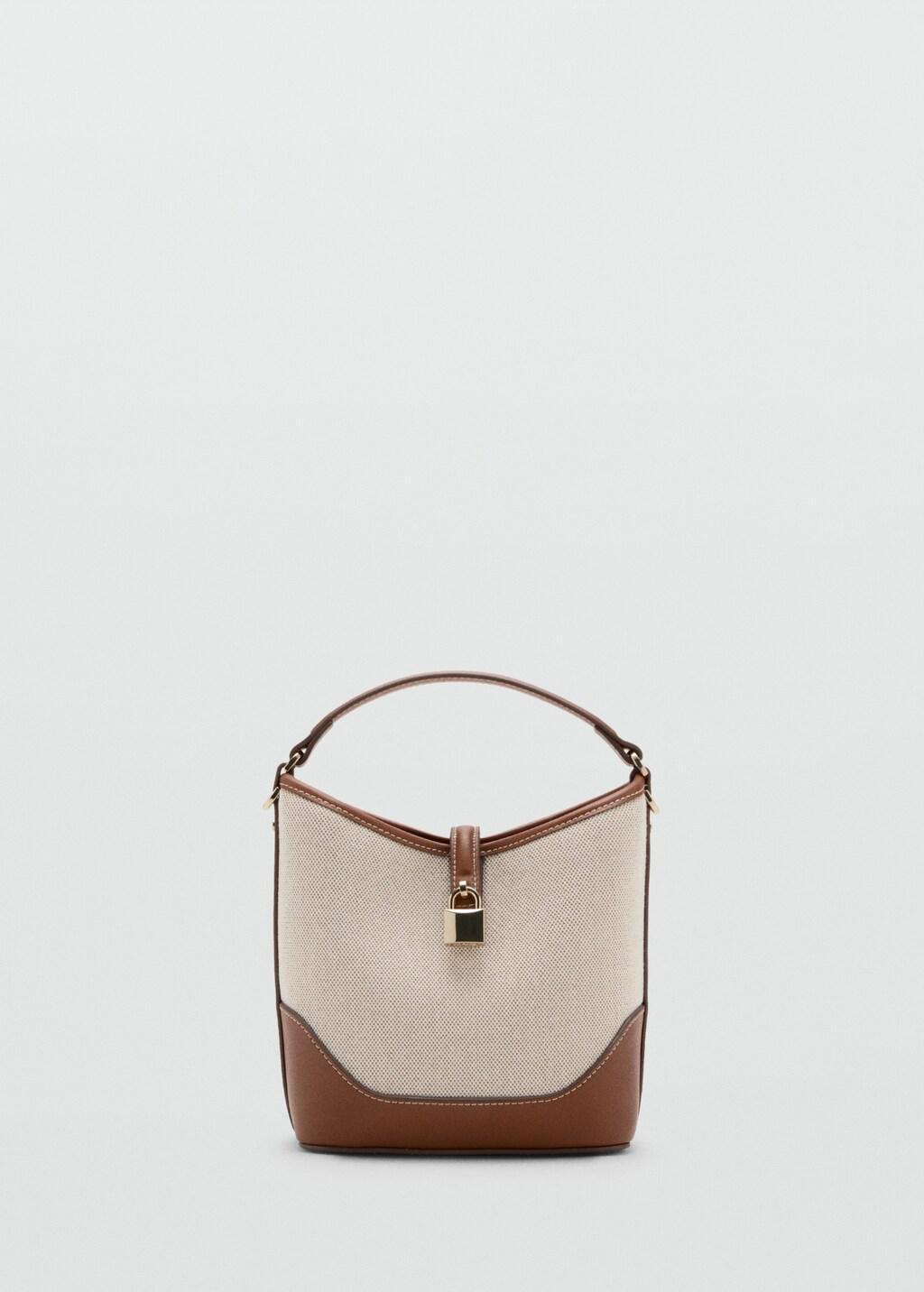 Brown Contrasting Canvas Bucket Bag, Medium Brown, large image number 4