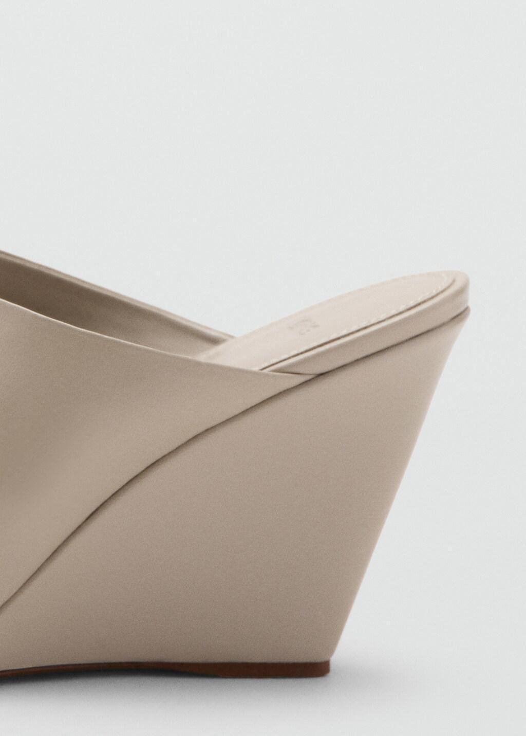 Grey Leather Wedge-Heel Sandals, Grey, medium