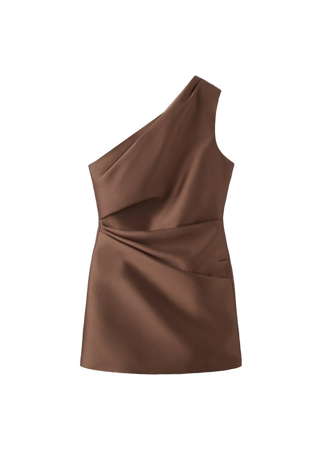 Brown Asymmetric Draped Gown, Brown, large image number 5